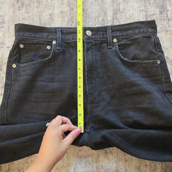 AGOLDE Jeans Womens 28 Black Cherie High Rise Straight Raw Hem Made USA Zip Fly - Picture 9 of 11
